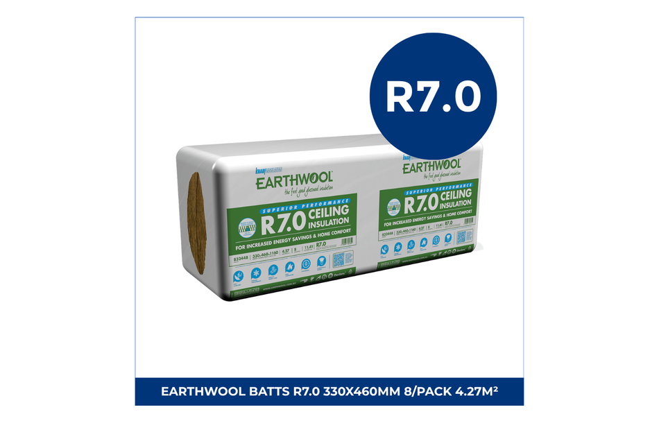 Earthwool Batts R7.0 330x460mm 8/Pack 4.27m² Ceiling Insulation - Knauf
