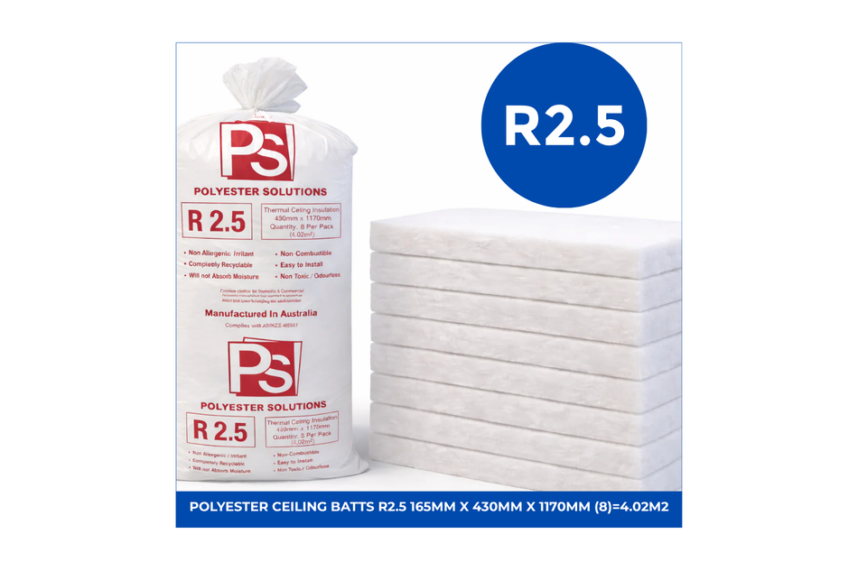 POLYESTER CEILING BATTS R2.5 165mm x 430mm x 1170mm (8)=4.02m2