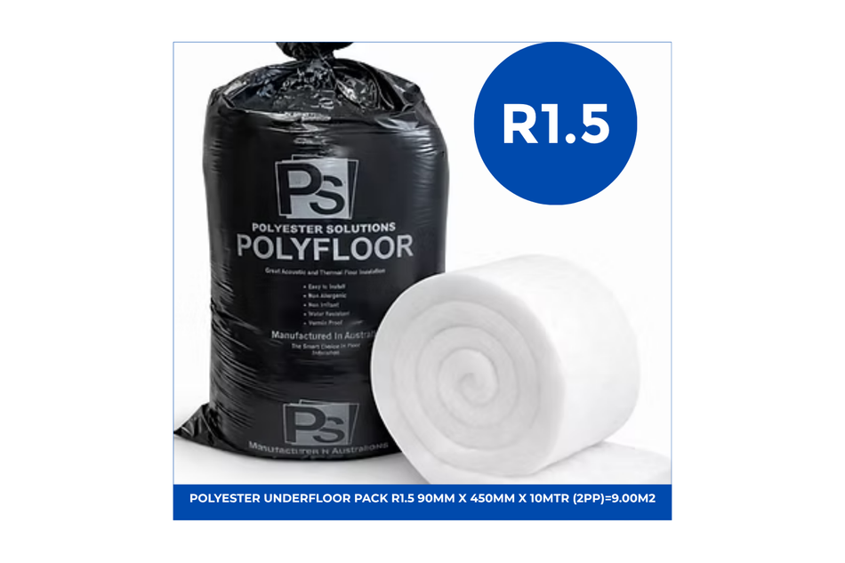 POLYESTER UNDERFLOOR PACK R1.5 90mm x 450mm x 10mtr (2pp)=9.00m2