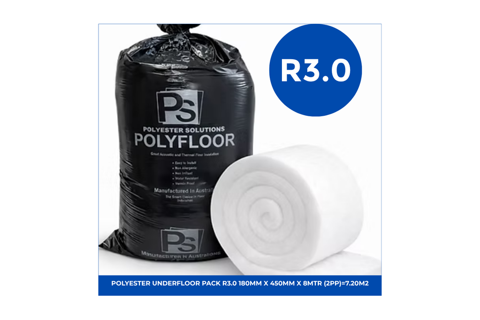 POLYESTER UNDERFLOOR PACK R3.0 180mm x 450mm x 8mtr (2pp)=7.20m2