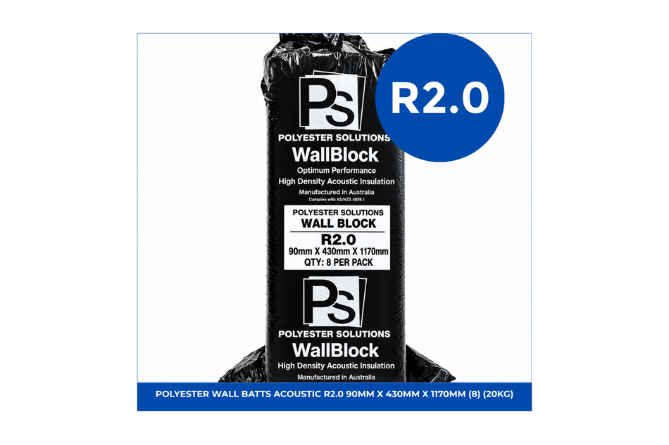POLYESTER WALL BATTS ACOUSTIC R2.0 90mm x 430mm x 1170mm (8) (20KG)