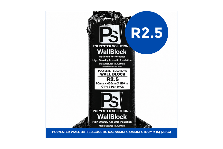 POLYESTER WALL BATTS ACOUSTIC R2.5 90mm x 430mm x 1170mm (6) (28KG)