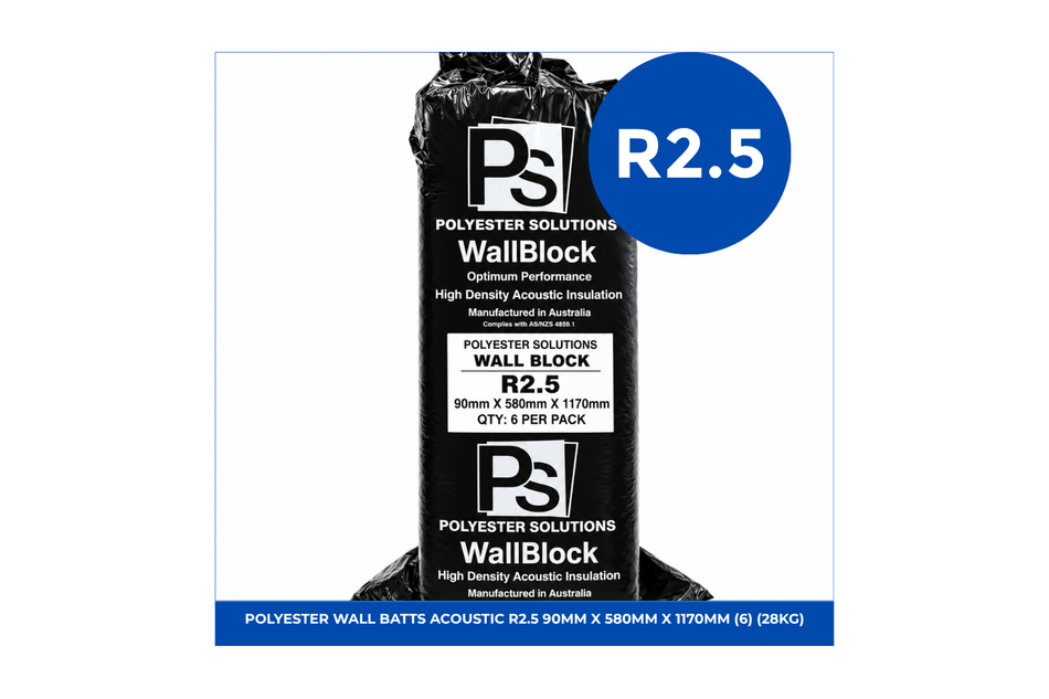 POLYESTER WALL BATTS ACOUSTIC R2.5 90mm x 580mm x 1170mm (6) (28KG)