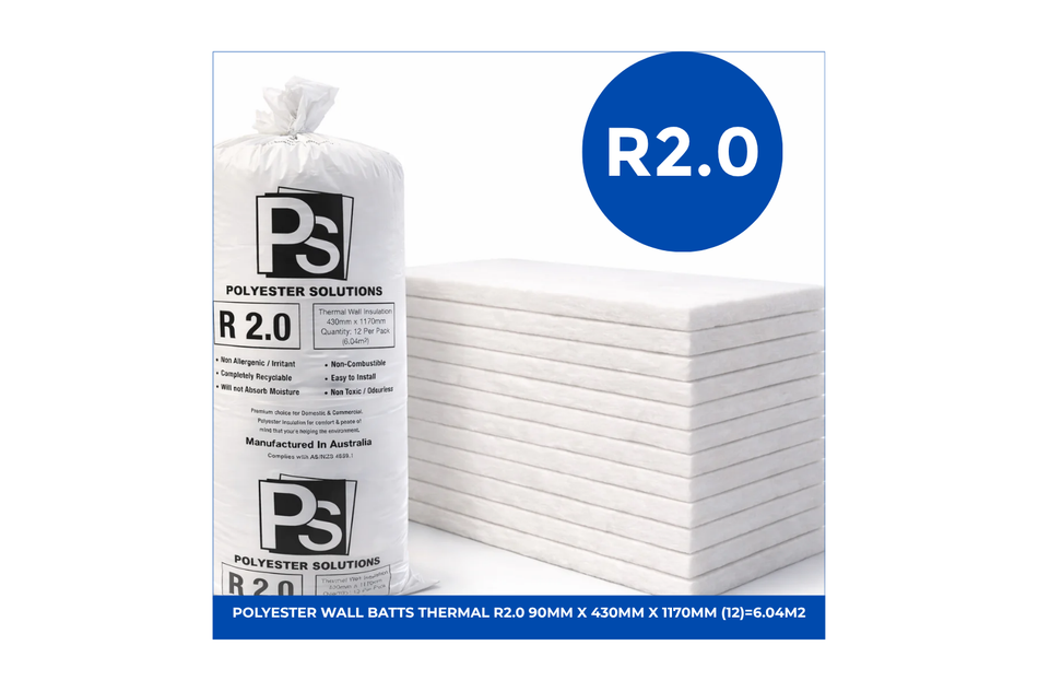 POLYESTER WALL BATTS THERMAL R2.0 90mm x 430mm x 1170mm (12)=6.04m2
